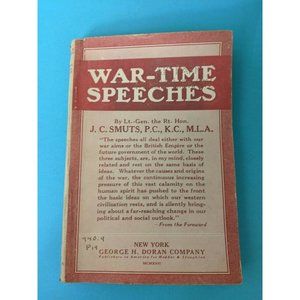 Paperback Book War-Time Speeches By Retired General Smuts 1917 WWI RARE!